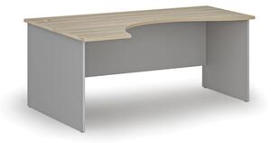 Biurko biurowe ergonomiczne PRIMO GRAY, 1800 x 1200 mm, lewe, szary/dąb naturalny