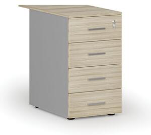 Kontener biurowy z szufladami PRIMO GRAY, 4 szuflady, szary/dąb naturalny