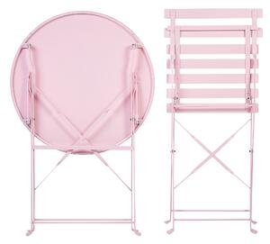 Metalowy zestaw mebli balkonowych 2 krzesła stolik na ogród pastelowy róż Fiori Beliani