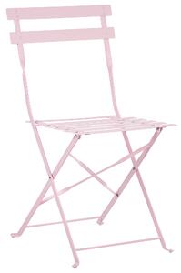 Metalowy zestaw mebli balkonowych 2 krzesła stolik na ogród pastelowy róż Fiori Beliani