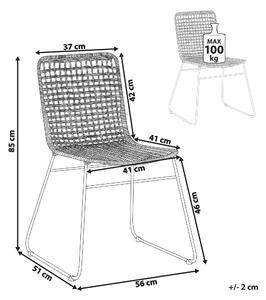 Zestaw 2 krzeseł obiadowych rattanowych metalowe nóżki beżowe Berito Beliani