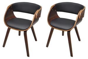 Krzesła stołowe, 2 szt., brązowe, gięte drewno i sztuczna skóra