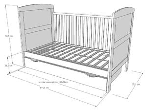 Białe łóżeczko-tapczanik NORA 3w1 140x70