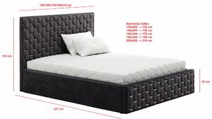 Łóżko 200x200 Tapicerowane BOSS 1 + Pojemnik | Tkaniny i Kolory Do Wyboru