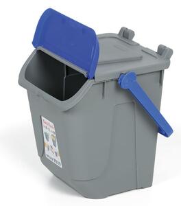 Plastikowy kosz do segregacji odpadów ECOLOGY, szaro-niebieski