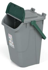 Plastikowy kosz do segregacji odpadów ECOLOGY II, szaro-zielony