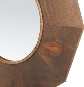 Lustro wiszące okrągłe drewniana brązowa rama ø 60 cm Asem Beliani
