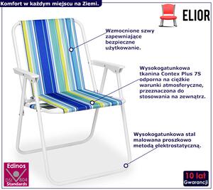 Składane krzesło turystyczne w niebieskie pasy - Falkos