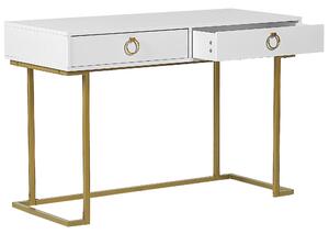 Nowoczesna konsola z 2 szufladami biurko złote metalowe nogi biała Westport Beliani