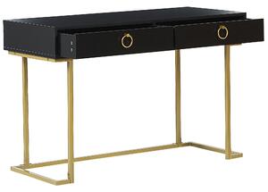 Nowoczesna konsola z 2 szufladami biurko złote metalowe nogi czarna Westport Beliani