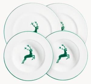 Komplet ręcznie wykonanych naczyń Green Deer, dla 2 osób, (4 elem.)