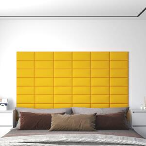 Panele ścienne, 12 szt, żółte, 30x15 cm, aksamitne