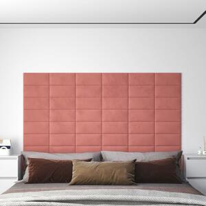 Panele ścienne, 12 szt., różowe, 30x15 cm, aksamitne