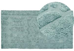 Dywan bawełniany włochaty boho wyszywany geometryczny wzór 80x150cm miętowy Sirnak Beliani