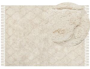 Dywan bawełniany włochaty wzór w stylu boho 160 x 230 cm beżowy Silchar Beliani
