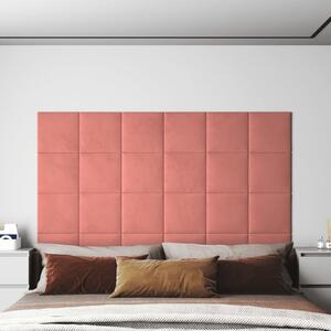Panele ścienne, 12 szt., różowe, 30x30 cm, aksamit, 1,08 m²