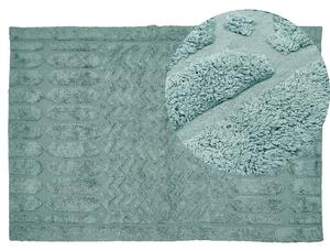 Dywan bawełniany włochaty boho wyszywany geometryczny wzór 140x200cm miętowy Sirnak Beliani