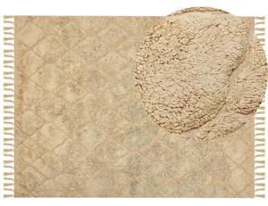 Dywan bawełniany włochaty boho z frędzlami 160x230cm beżowy Sanliurfa Beliani