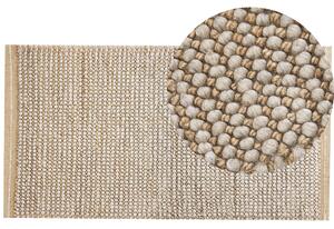 Dywan beżowy wełniany 80 x 150 cm ręcznie przędzony pętelkowy Banoo Beliani