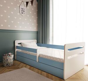 Łóżko dla chłopca z barierką Candy 2X 80x140 - niebieskie