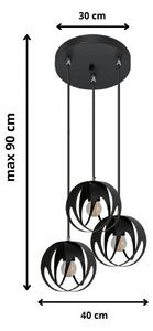 Czarna lampa wisząca z regulacją zwisów - S657-Biva
