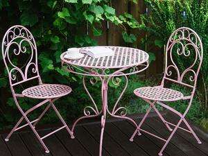 Stół ogrodowy metalowy nowoczesny design ozdobne nóżki różowy Albinia Beliani