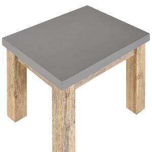 Zestaw 2 stołków ogrodowych szary z betonu baza z jasnego drewna akacjowego Ostuni Beliani