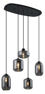Nowoczesna lampa wisząca czarna z przydymionym szkłem 5-punktowa - Sheena Oswietlenie wewnetrzne