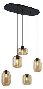 Nowoczesna lampa wisząca czarna z bursztynowym szkłem 5-punktowa - Sheena Oswietlenie wewnetrzne