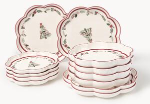 Komplet naczyń z porcelany z motywem świątecznym Eve, dla 4 osób, 12 elem