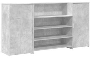 Biurko recepcyjne betonowe szare 200x50x103,5 cm drewno klejone