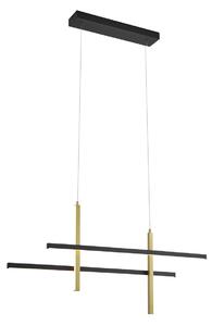 Designerska lampa wisząca H czarna ze złotem z LED z 3-stopniowym ściemnianiem - Joy