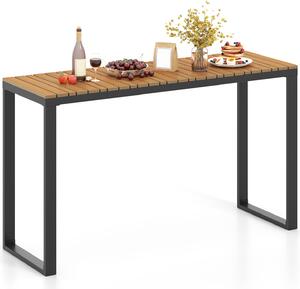 Stó ogrodowy KOMFOTTEU z blatem WPC i solidn metalow ram, prostoktny stó jadalniany, stó patio 129 x 42 x 75 cm do uytku na zewntrz, w ogrodzie, na patio