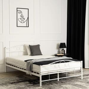 Łóżko Metalowe Jednoosobowe 120x200 cm ze Stelażem GRIFFIN Metalowe Białe