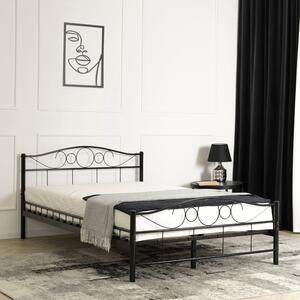 Łóżko Metalowe Jednoosobowe 120x200 cm ze Stelażem GRIFFIN Metalowe Czarne