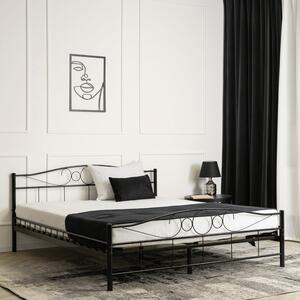 Łóżko Metalowe 160x200 cm ze Stelażem Dwuosobowe GRIFFIN Czarne