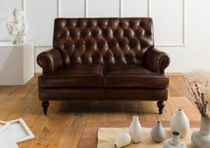 CHESTERFIELD Sofa #106 Brązowa skóra naturalna 140x84x94 cm