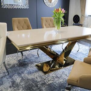 Stół glamour Cameron Gold 200x100 cm - złota stal szlachetna blat kamienny nowoczesny