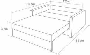 Sofa fotel amerykanka rozkładana Tedi 2 Czarna/Grafitowa