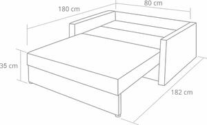 Sofa fotel amerykanka rozkładana Tedi 1 Szara/Grafitowa