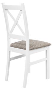 Krzesło do jadalni tapicerowane krzyżak Biały/Jasny Brąz