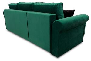 Zestaw wypoczynkowy do salonu Narożnik Trevor + 2x Fotel z pufą Ciemny Zielony
