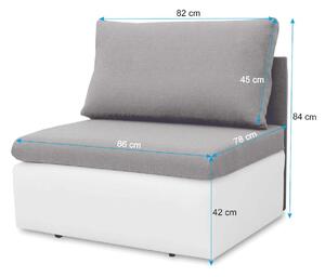 Sofa fotel rozkładany do spania Toledo Szary/Biały