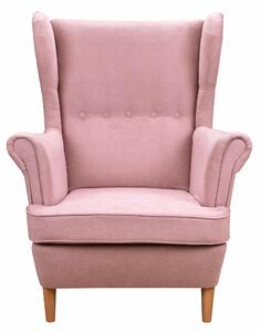 Komplet wypoczynkowy skandynawski do salonu sofa + 2 fotele z podnóżkami Różowy