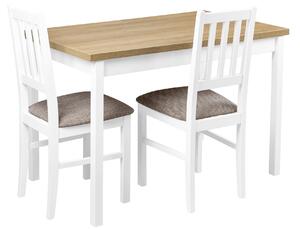 Zestaw stół z 2 krzesłami do kuchni jadalni X005 Biały/Dąb Grandson