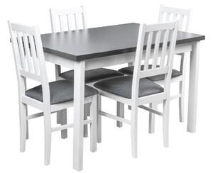 Stół rozkładany z 4 krzesłami komplet do kuchni jadalni X008 Biały/Grafitowy