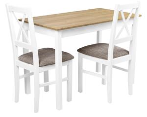 Zestaw stół z 2 krzesłami do kuchni jadalni X002 Biały/Dąb Grandson