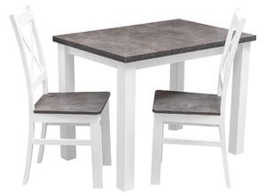Stół z 2 krzesłami do kuchni jadalni Z052 Biały/Beton