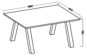 Stół do jadalni metalowe nogi Kleo 138x67 Biały
