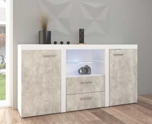 Komoda z 2 szufladami do salonu Rumba BJ20 2D 2S Jasny Beton